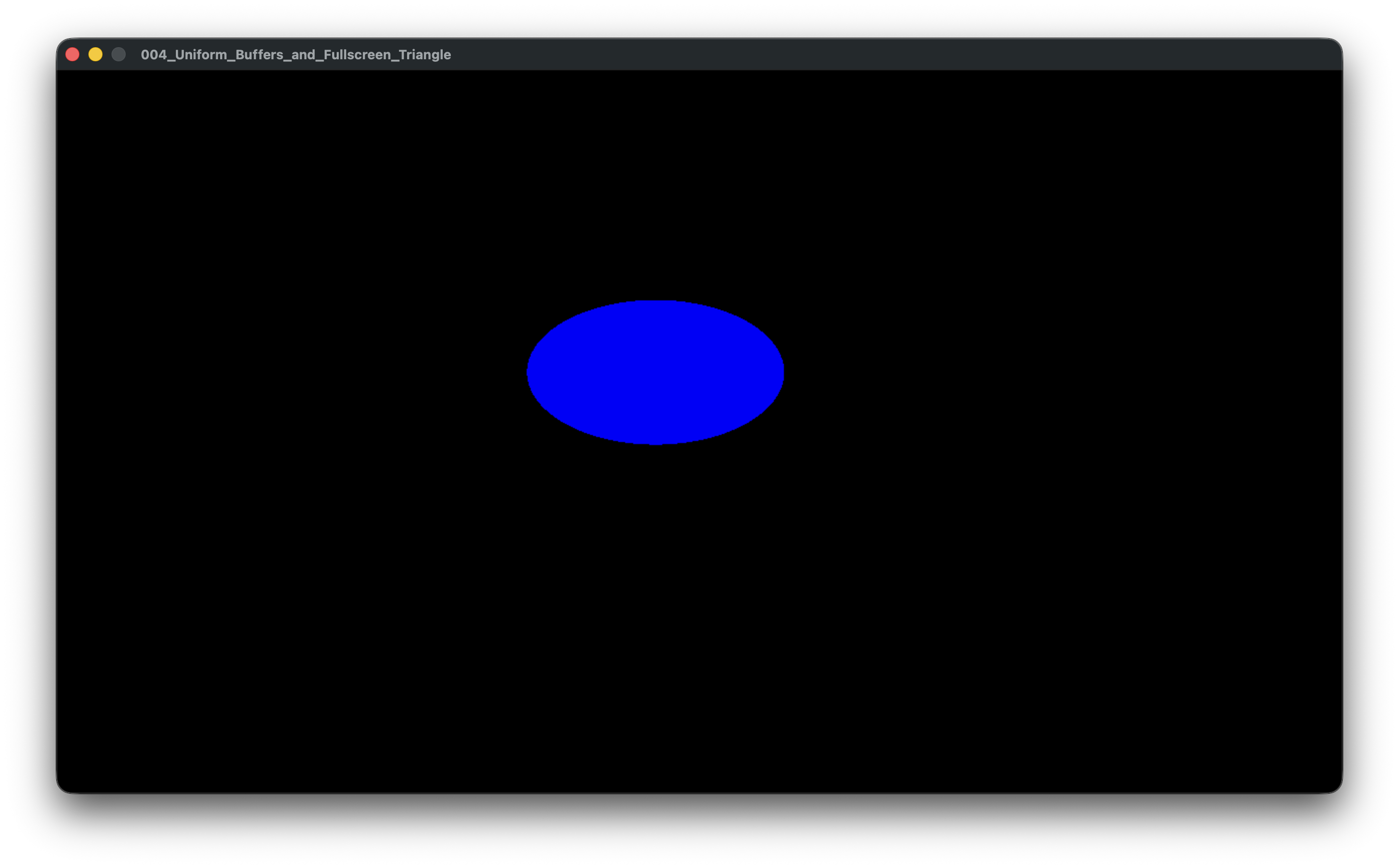 A window on MacOS, with a black background and a blue oval approximately centered on the screen.